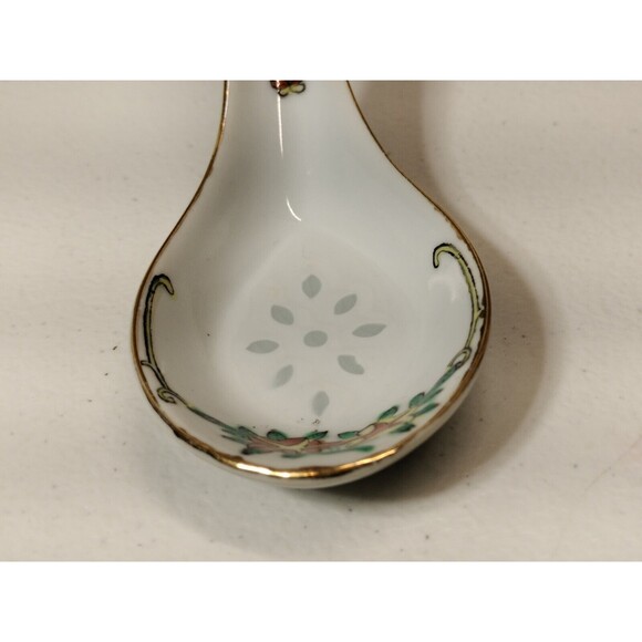 Miso shiru soup Spoons Made In Hong Kong Hand Painted Floral Flowers - Picture 2 of 5